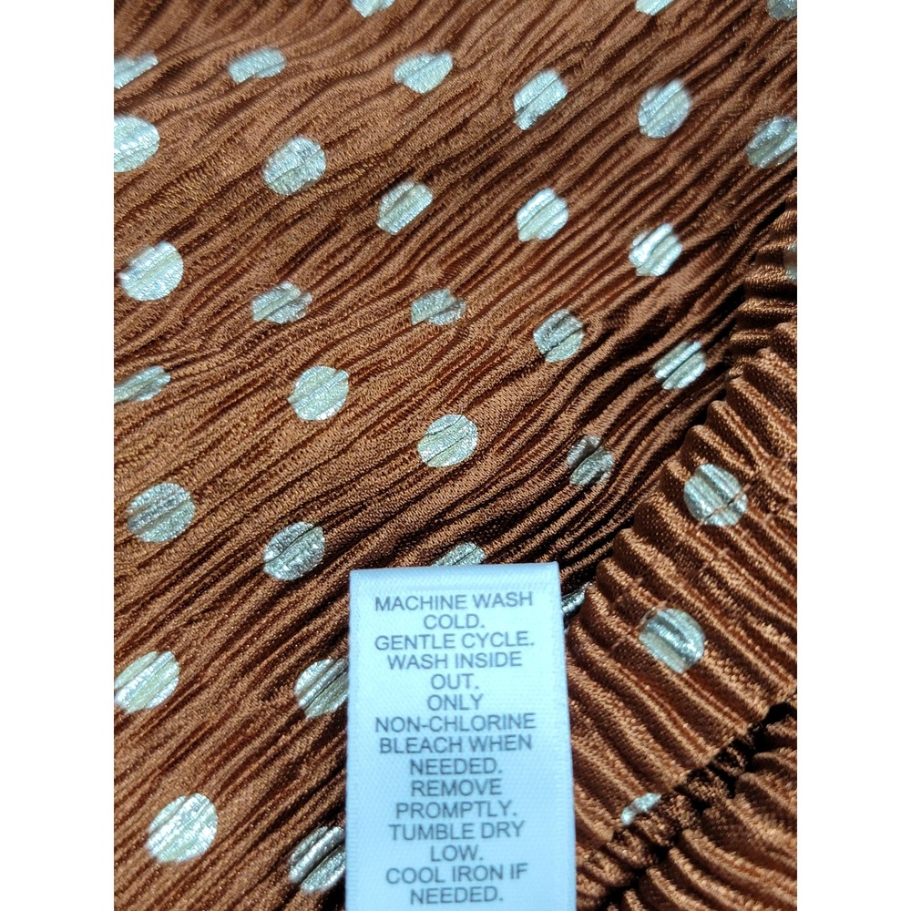 Cato Women 26/28 Tank Top Rust Polka Dot Pleated Plisse V-Neck Blouse - Picture 6 of 8